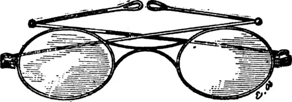 ビンテージの刻まれた図 橋眼鏡します 辞書の単語と物事を Larive 1895 — ストックベクタ