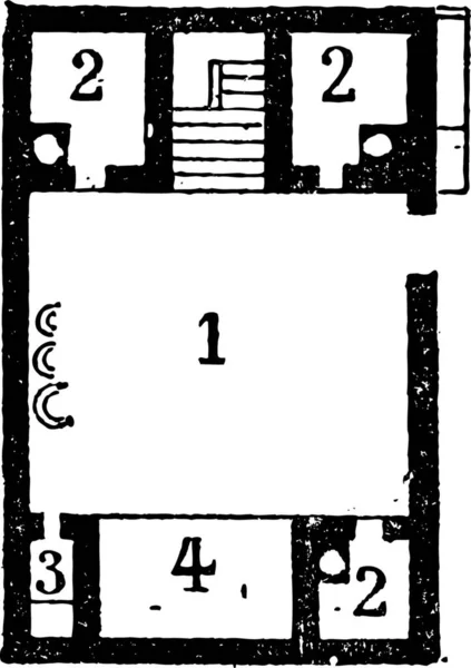План Этажа Египетского Дома Показывающий Внутренний Двор Комнаты Уборную Сарай — стоковый вектор