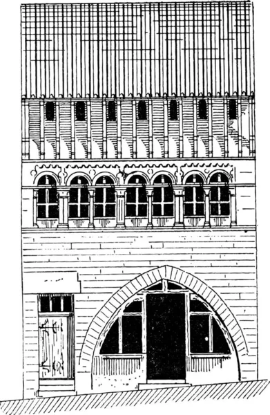 罗马的房子在索恩 卢瓦尔在勃艮第法国 个世纪复古刻图 单词和事 Larive 和弗洛瑞 1895年的字典 — 图库矢量图片