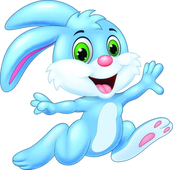 Cartoon Bunny Running Happy Isolated White Background — Stock Vector