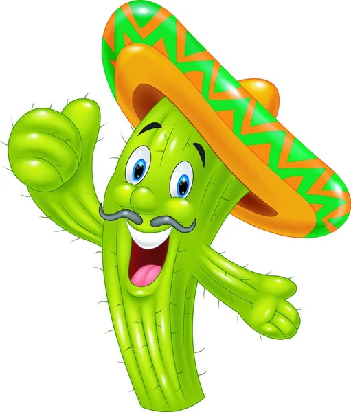 Feliz Cactus Dando Pulgar Hacia Arriba — Vector de stock