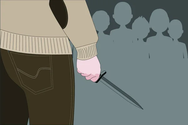 Akiller Homme Attaque Avec Couteau Sur Lieu Public — Image vectorielle