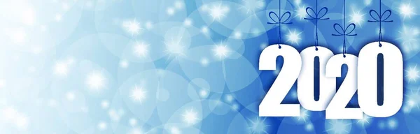 Eps 10全景大旗背景与降雪 光效果和祝福圣诞和2020年新年 — 图库矢量图片