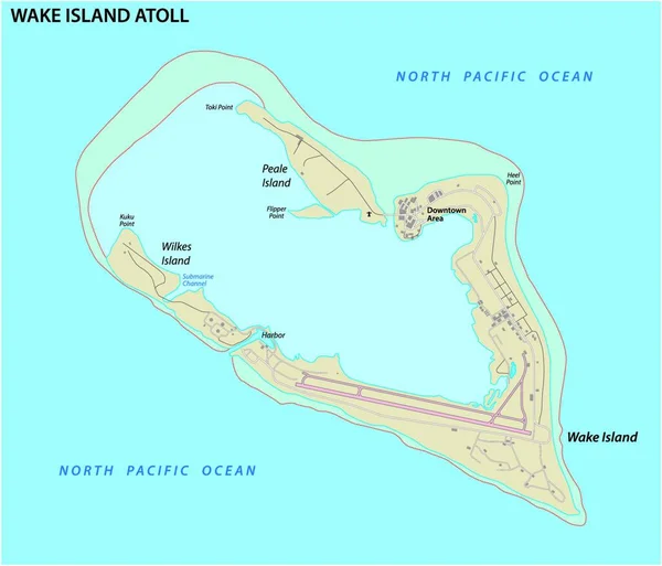 Térkép Wake Island Atoll Egy Szervezetlen Terület Egyesült Államok — Stock Vector
