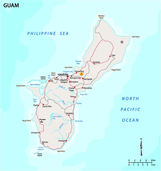 Mapa Guam Territorio Incorporado Los Estados Unidos — Vector de stock