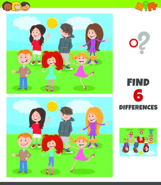 Desenhos Animados Ilustração Encontrar Diferenças Entre Fotos Jogo Educativo Para — Vetor de Stock