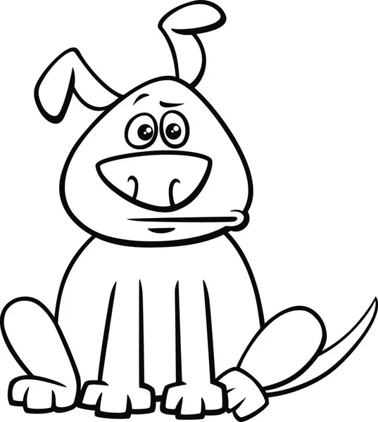 Black White Cartoon Illustration Funny Puppy Dog Comic Animal Character — Stock Vector