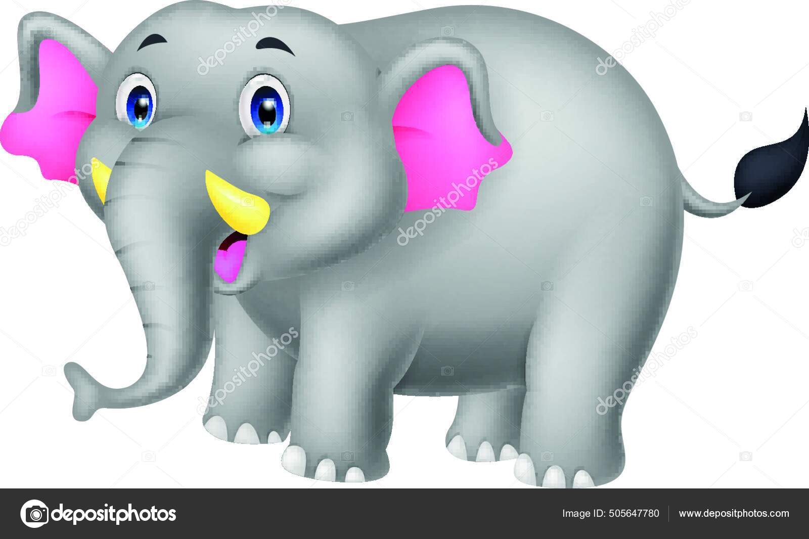 Cartoon Cute Hippo Big Elephant Illustration Stock Vector by  ©PantherMediaSeller 505647780