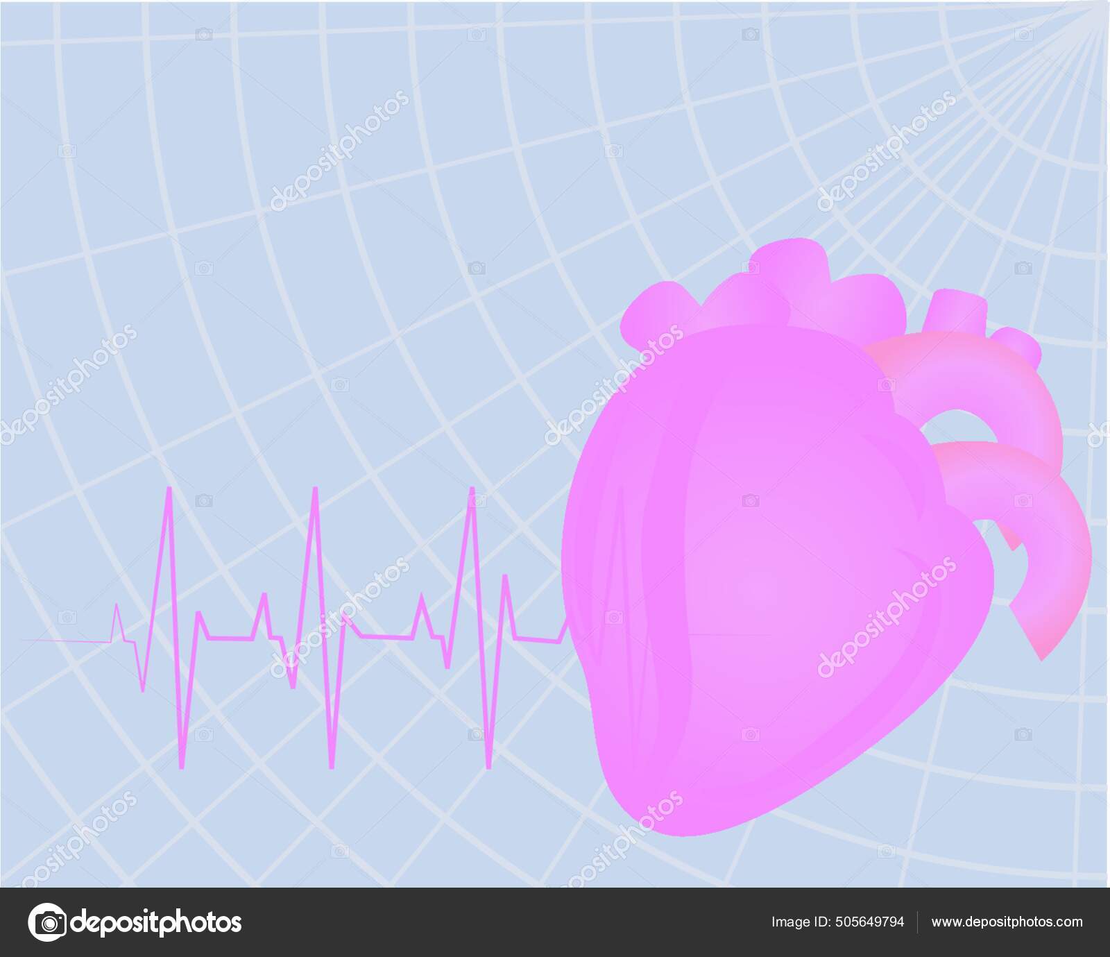 Сердце Бьется Электрокардиограмма Красочный Рисунок Медицинский.