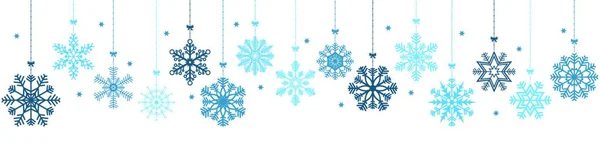 Banner Panorama Vettoriale Con Diverse Stelle Della Neve Appese Natale — Vettoriale Stock