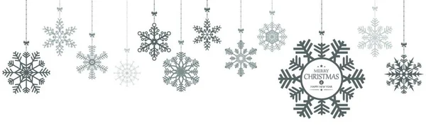 Diferentes Estrelas Neve Penduradas Para Natal Conceitos Tempo Inverno Com — Vetor de Stock