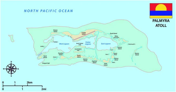 Carte Atoll Palmyre Territoire Non Organisé Des États Unis Avec — Image vectorielle