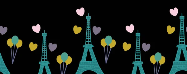 Torre Eiffel Con Corazones Arco Iris — Vector de stock