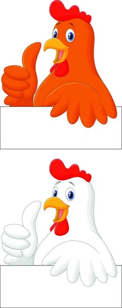 Rooster Cartoon Geven Duim Omhoog — Stockvector