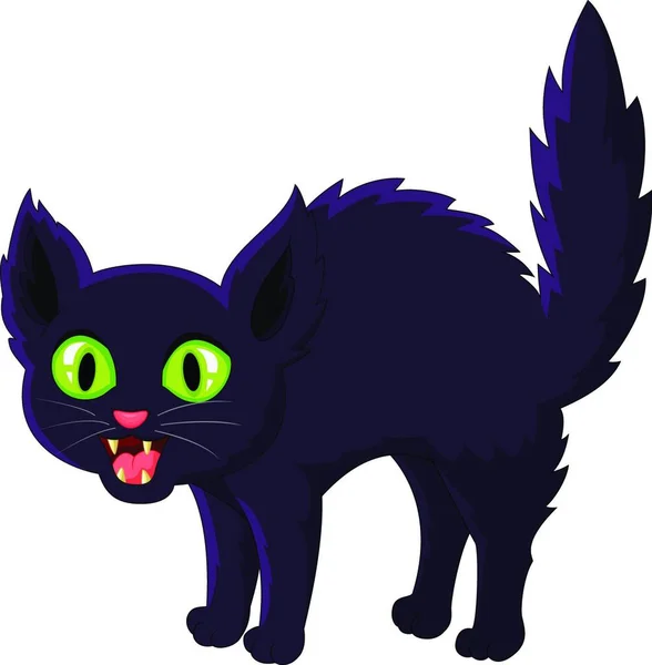 Frightened Cartoon Black Cat — Stock Vector