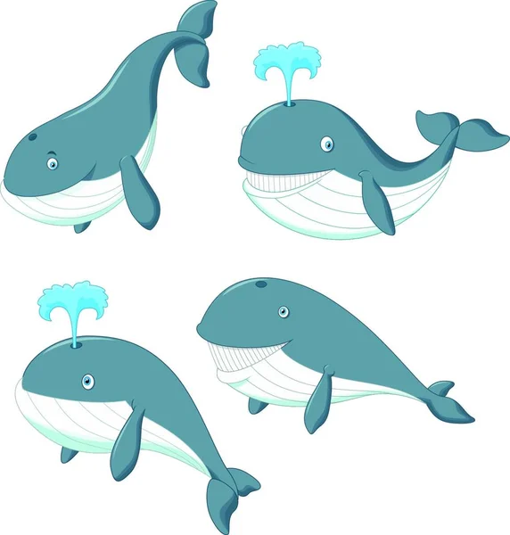 Fumetto Balena Vettore Illustrazione Sfondo — Vettoriale Stock