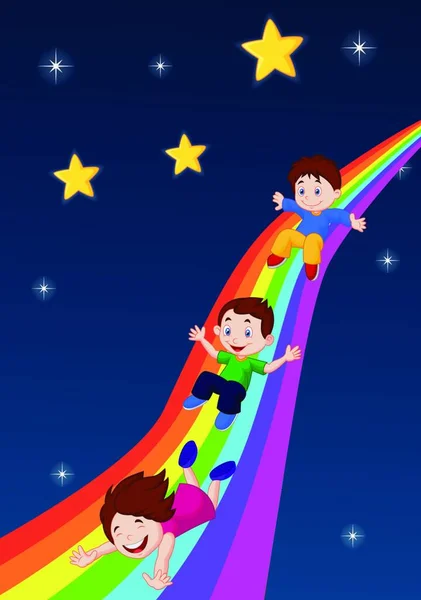 儿童滑落彩虹的图解 — 图库矢量图片