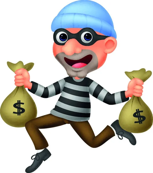 小偷拿着袋子钱加一个美元符号 — 图库矢量图片