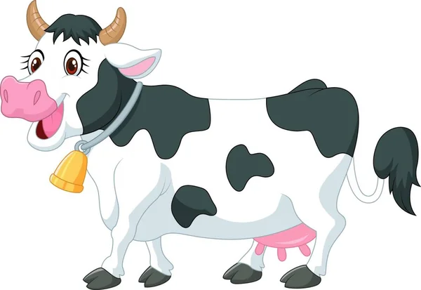 Happy Karikatura Kráva Izolované Bílém Pozadí — Stockový vektor