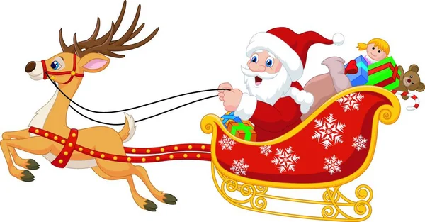 Ilustración Santa Trineo Navidad Siendo Tirado Por Renos — Vector de stock