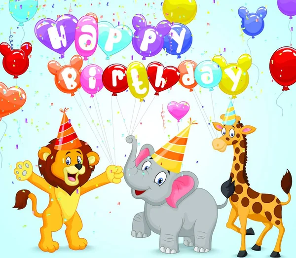 Birthday Background Happy Animals — Stock Vector