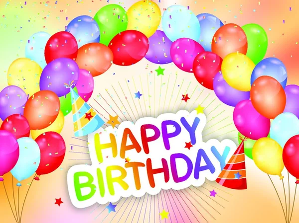 Verjaardag Achtergrond Met Kleurrijke Ballon — Stockvector