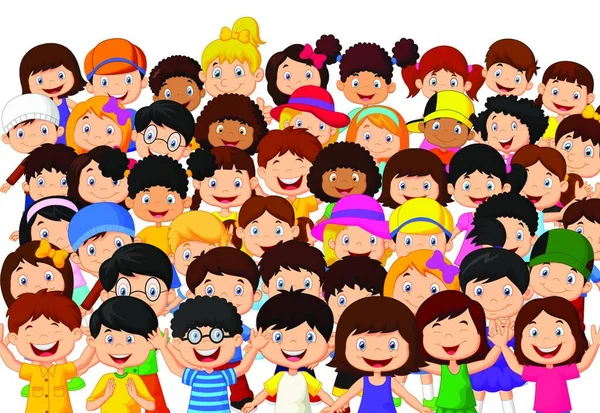 Crowd Children Vector Illustration Background — Stock Vector