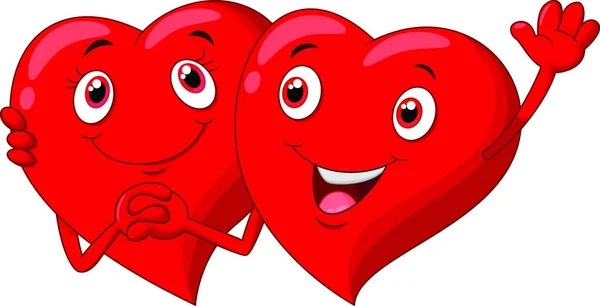 Söta Valentine Hjärtan Par — Stock vektor