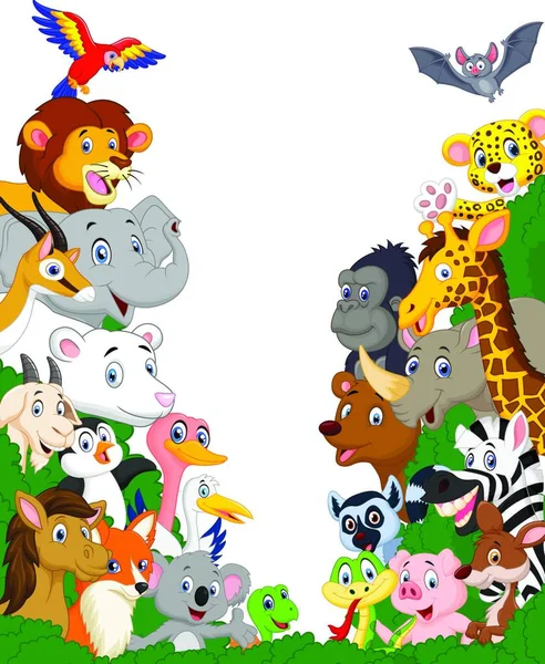 Wild Animal Cartoon Isoliert Auf Weißem Hintergrund — Stockvektor