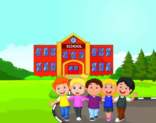 Szczęśliwe Dzieci Szkole Przed Szkołą — Wektor stockowy