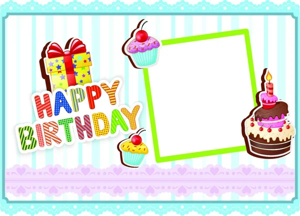 生日背景和生日蛋糕 — 图库矢量图片