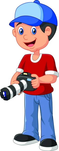 Cartoon Schattig Kind Camera — Stockvector