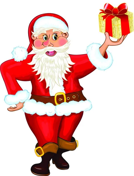 Pai Natal Tem Presente Mão Papai Noel Isolado Fundo Branco — Vetor de Stock