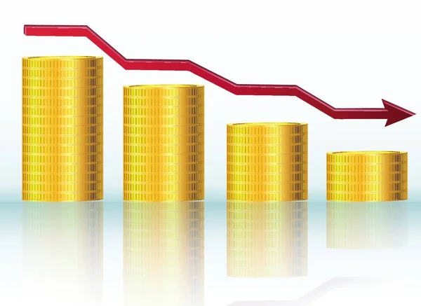 Pénzügyi Fogalom Csökkenő Grafikon — Stock Vector