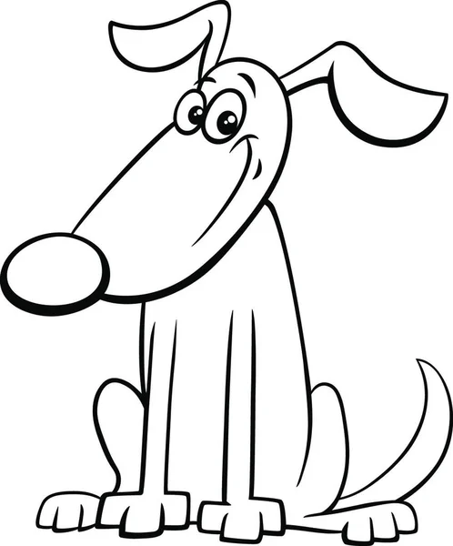 Dibujos Animados Blanco Negro Ilustración Divertido Perro Cómic Animal Personaje — Archivo Imágenes Vectoriales