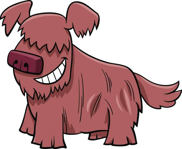 Cartoon Illustration Von Glücklichen Zotteligen Hund Oder Welpen Comic Animal — Stockvektor