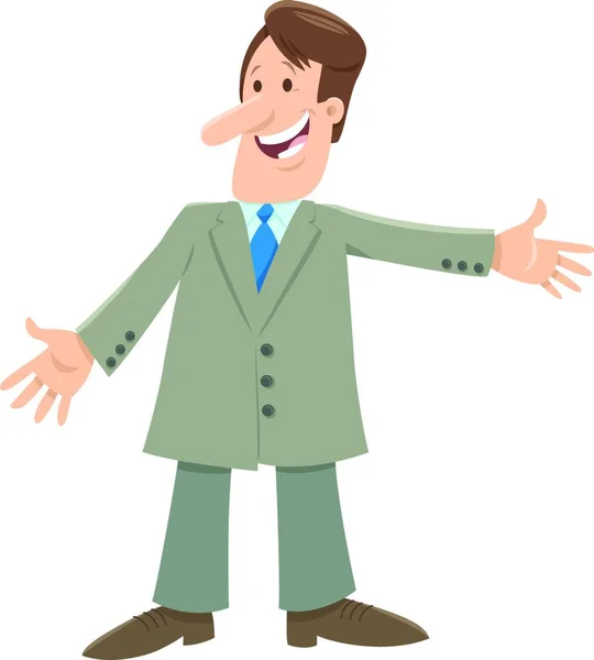 Kreslený Obrázek Šťastný Muž Nebo Podnikatel Charakter — Stockový vektor