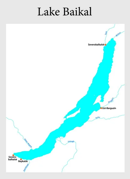 Карта Російського Озера Байкал Найважливіших Міст — стоковий вектор