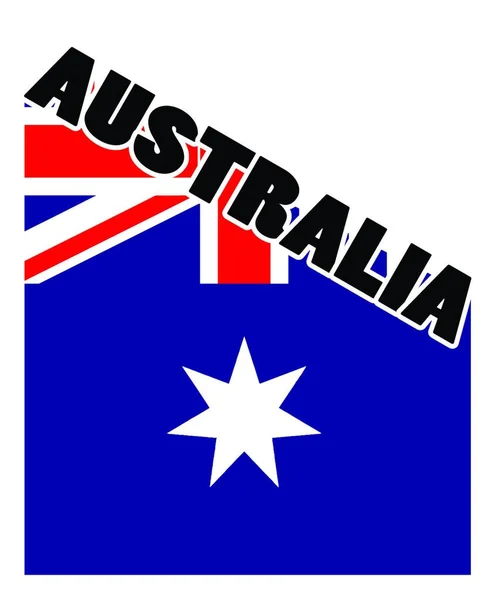 Texten Australien Svart Med Partiell Flagga Skugga Isolerad Över Vit — Stock vektor