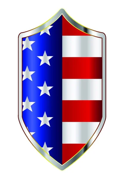 Ένα Τυπικό Κλασικό Στυλ Ασπίδα Σημαία Των Ηνωμένων Πολιτειών Της — Διανυσματικό Αρχείο