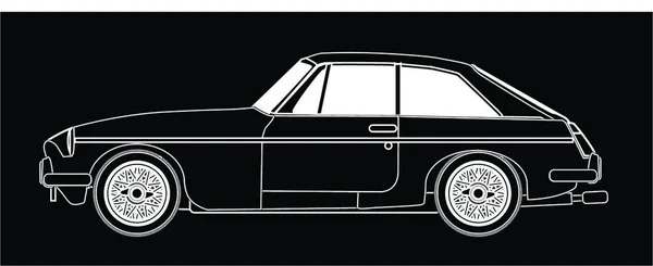 Ilustración Vectorial Blanco Negro Automóvil Deportivo — Archivo Imágenes Vectoriales