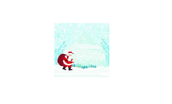 Weihnachtsmann Mit Geschenk — Stockvektor