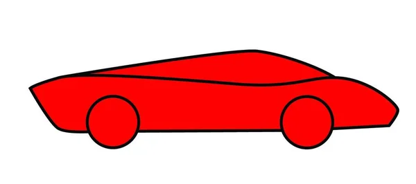 Desenho Animado Carro Esportivo Vermelho Muito Rápido Sobre Fundo Branco — Vetor de Stock