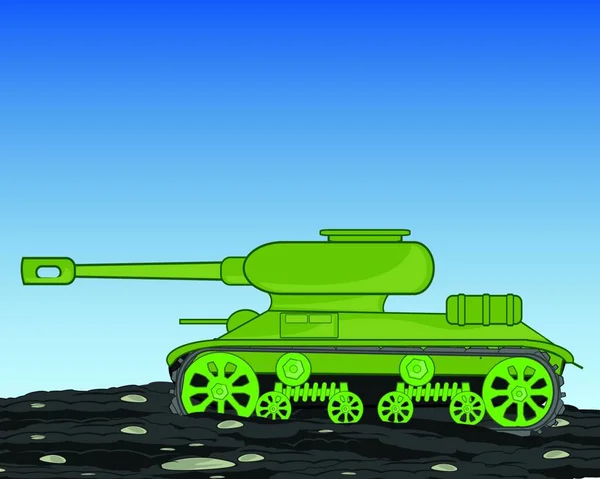 Tanque Tecnología Militar Tierra Piedra — Vector de stock