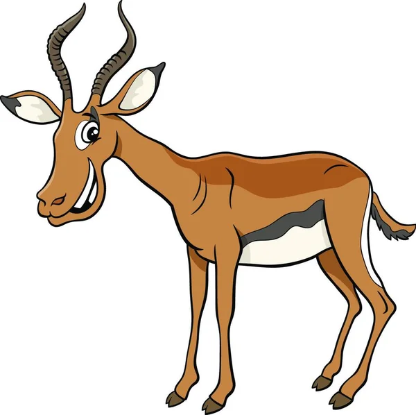 Tecknad Illustration Rolig Afrikansk Impala Wild Animal Comic Character — Stock vektor
