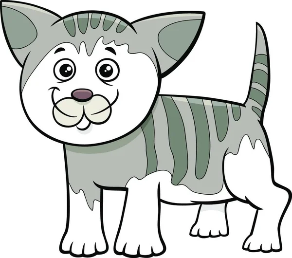Γελοιογραφία Εικονογράφηση Του Χαριτωμένο Εντοπισμένο Γατάκι Χαρακτήρα Των Ζώων — Διανυσματικό Αρχείο