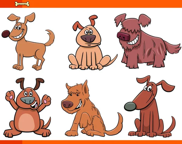 Dibujos Animados Ilustración Cachorros Perros Cómic Personajes Animales Set — Vector de stock