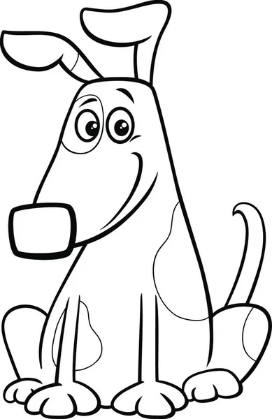 Dibujos Animados Blanco Negro Ilustración Divertido Perro Manchado Cómic Animal — Vector de stock