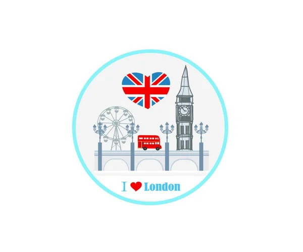 Avatar Redondo Com Ícones Londres — Vetor de Stock