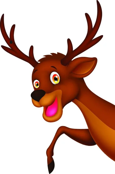 Cute Cartoon Deer Waving — Stock Vector